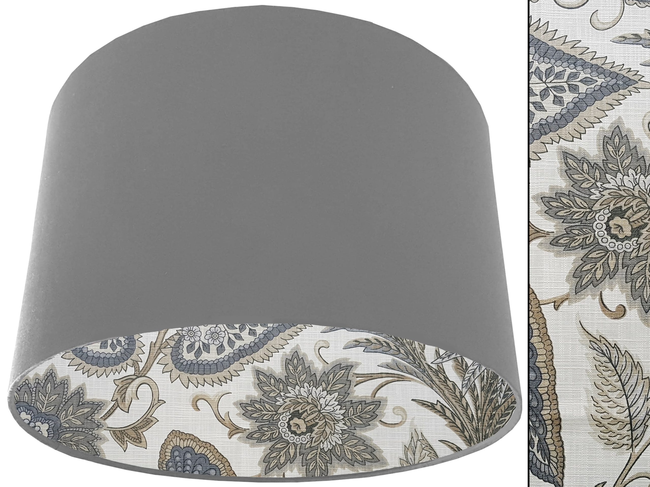 Cream Paisley Lampshade Light Grey, Modern Interior Lighting