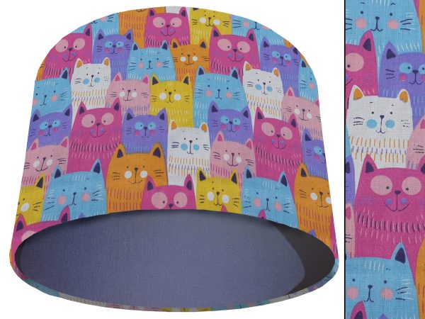 Cute Cats Light Shade Blue, Kid's Bedroom Lampshade