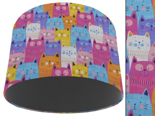 Cute Cats Light Shade Dark Grey, Kid's Bedroom Lampshade