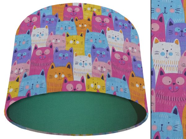 Cute Cats Light Shade Green, Kid's Bedroom Lampshade