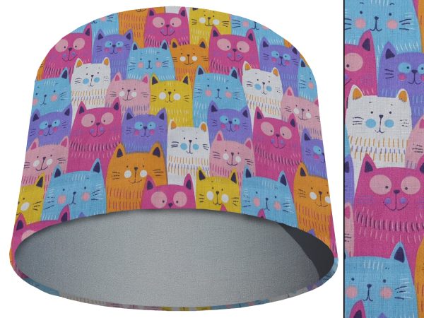 Cute Cats Light Shade Light Grey, Kid's Bedroom Lampshade