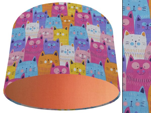 Cute Cats Light Shade Orange, Kid's Bedroom Lampshade