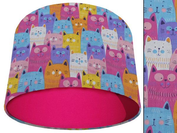 Cute Cats Light Shade Pink, Kid's Bedroom Lampshade