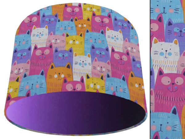 Cute Cats Light Shade Purple, Kid's Bedroom Lampshade