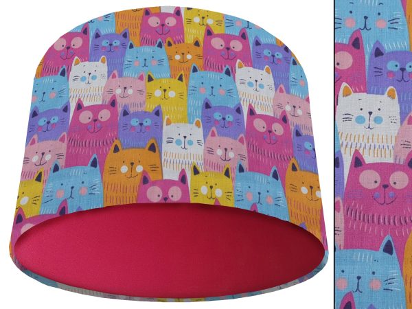 Cute Cats Light Shade Red, Kid's Bedroom Lampshade