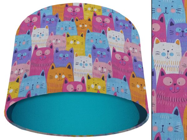 Cute Cats Light Shade Teal, Kid's Bedroom Lampshade