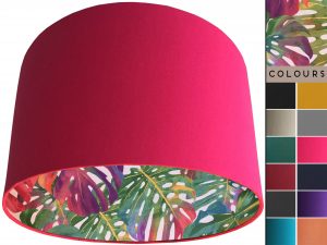 Bright Palm Leaf Lampshade Pink, Vibrant Tropical Interior