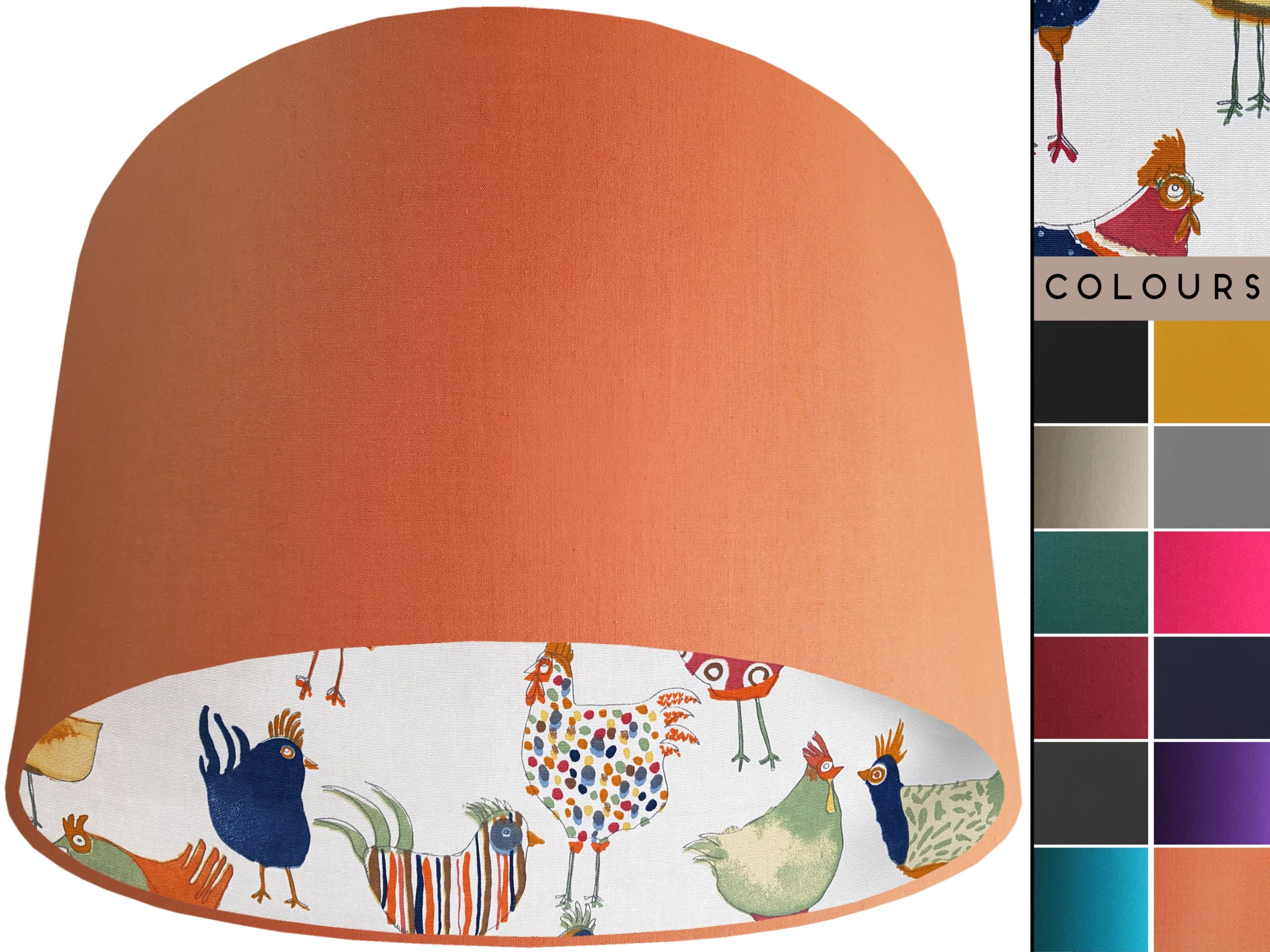 Funky Birds Lampshade Orange, Colourful Animal Print Light