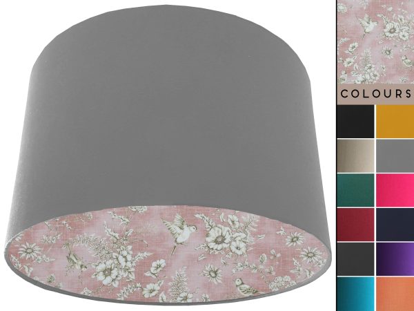 French Toile Blush Pink Lampshade Light Grey, Traditional Home