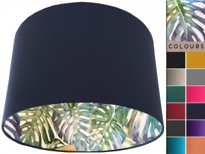 Green Palm Leaf Lampshade Blue, Bold Tropical Home Light