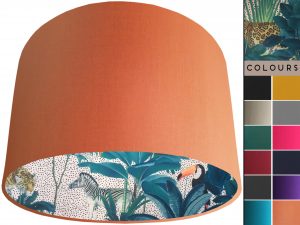 Light Jungle Velvet Lampshade Orange, Colourful Tropical Interior