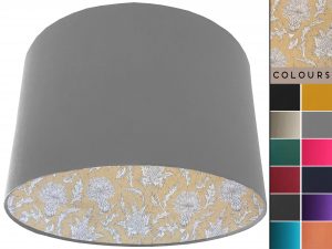 Mustard Thistle Lampshade Light Grey, Traditional Country Design