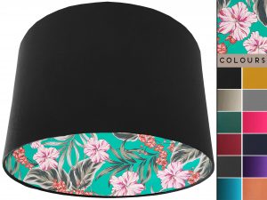 Pastel Tropical Lampshade Black, Contemporary Home