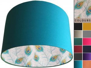 Peacock Feather Lampshade Teal, Classic Country Home