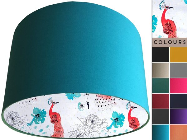 Pink Peacock Lampshade Teal, Country Home Lighting