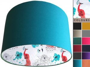 Pink Peacock Lampshade Teal, Country Home Lighting