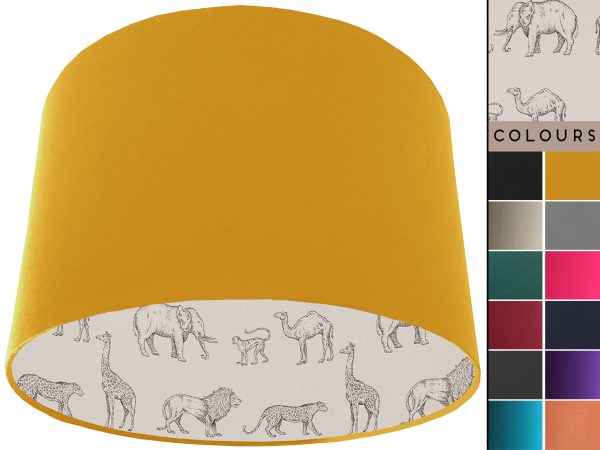 Savannah Animals Lampshade Yellow, Inspired African Light