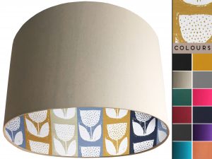 Scandi Flowers Striped Lampshade Cream, Scandinavian