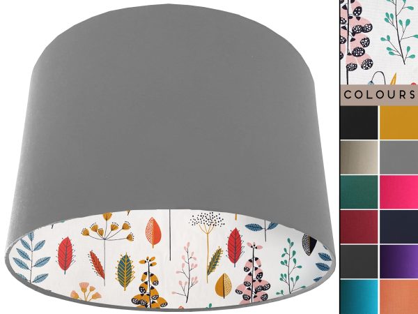 Scandi Flowers Lampshade Light Grey, Stylish Modern Home Light