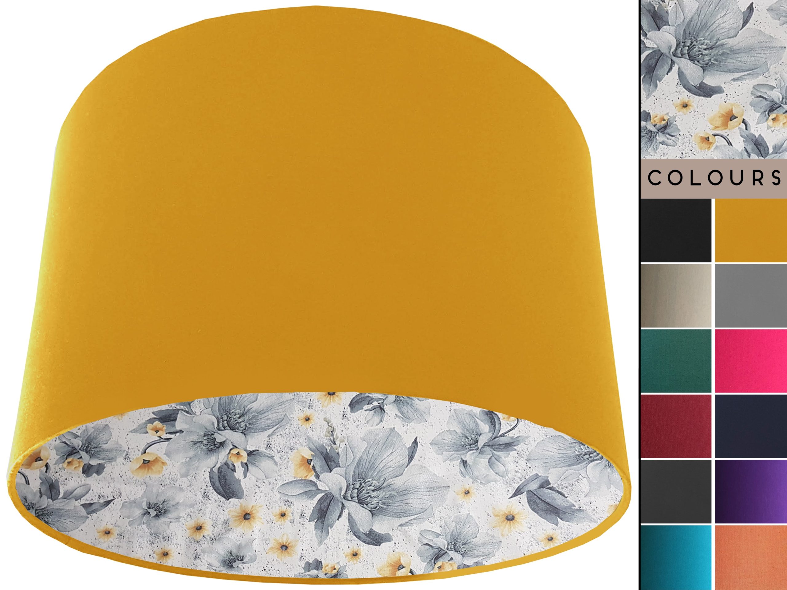 Silver Flower Lampshade Yellow, Stylish Country Home Interior