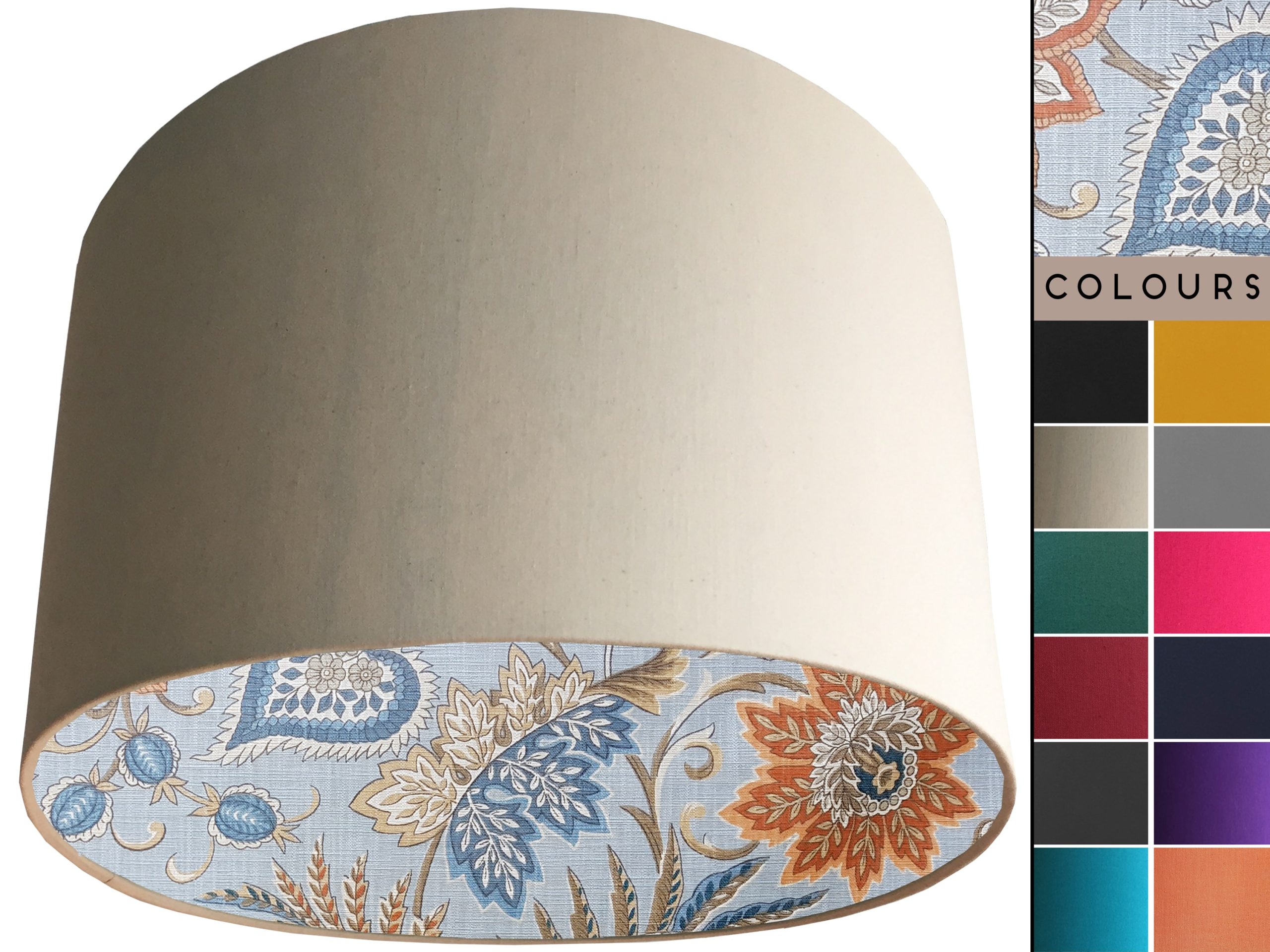 Sky Blue Paisley Lampshade Cream, Modern Floral Light