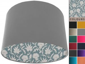 Teal Thistle Lampshade Light Grey, Scottish Country Home Interior