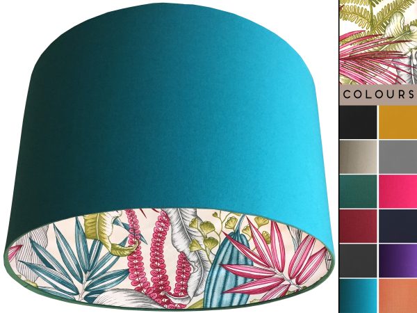 White Tropical Pink Lampshade Teal, Vibrant Tropical Home