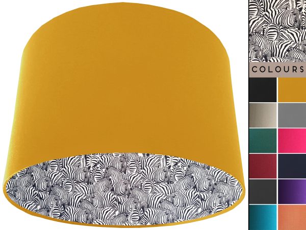 Zebra Print Lampshade Yellow, Animal Print Light Shade