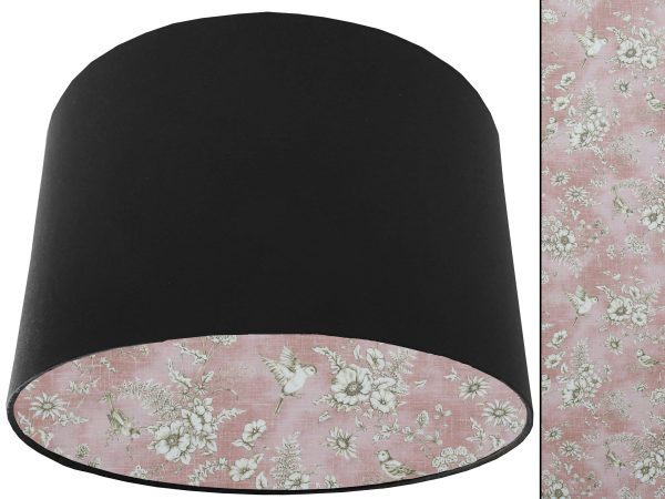 French Toile Blush Pink Lampshade Black, Traditional Home