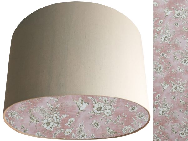 French Toile Blush Pink Lampshade Cream, Traditional Home