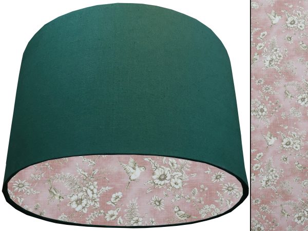French Toile Blush Pink Lampshade Green, Traditional Home