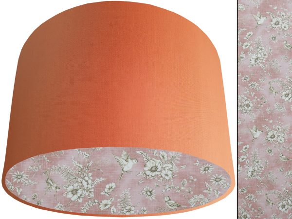 French Toile Blush Pink Lampshade Orange, Traditional Home
