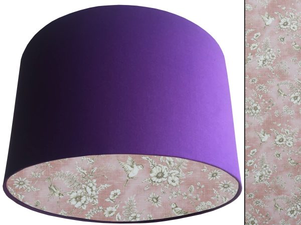 French Toile Blush Pink Lampshade Purple, Traditional Home