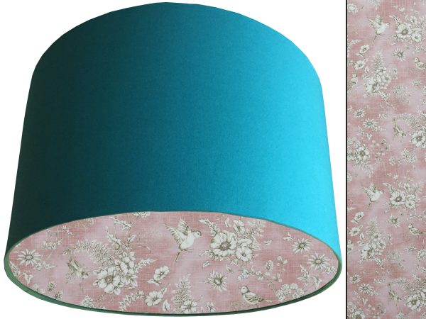 French Toile Blush Pink Lampshade Teal, Traditional Home