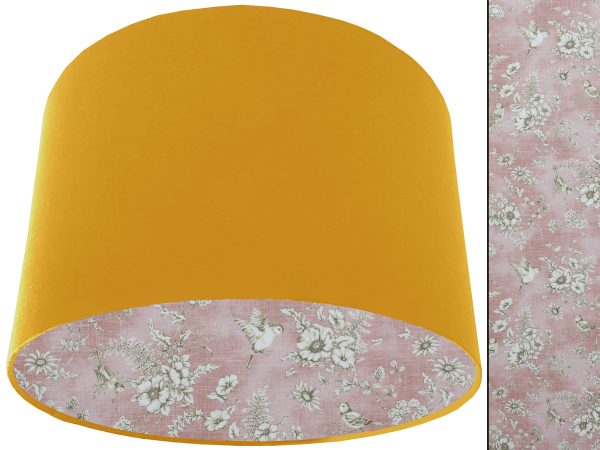 French Toile Blush Pink Lampshade Yellow, Traditional Home