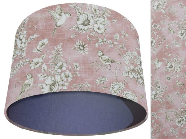 French Toile Blush Pink Light Shade Blue, Country Home