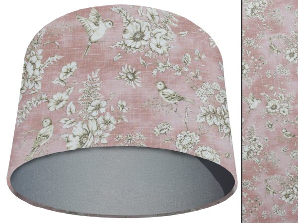 French Toile Blush Pink Light Shade Light Grey, Country Home