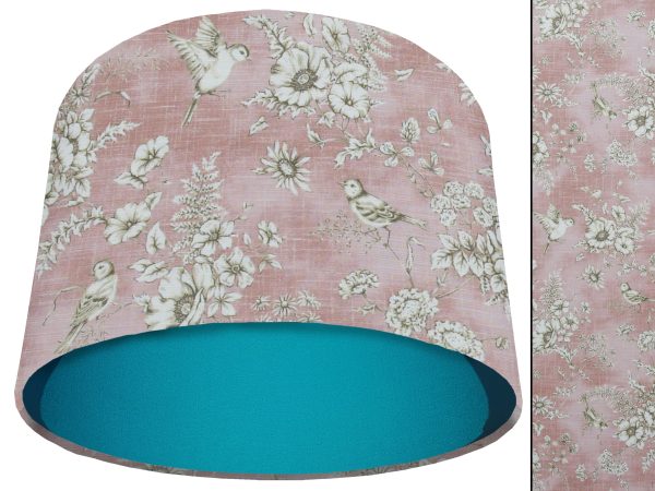 French Toile Blush Pink Light Shade Teal, Country Home