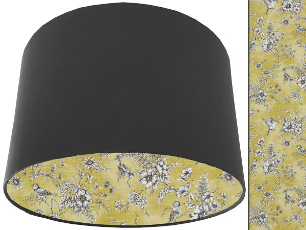 French Toile Yellow Lampshade Dark Grey, Classic Country Home