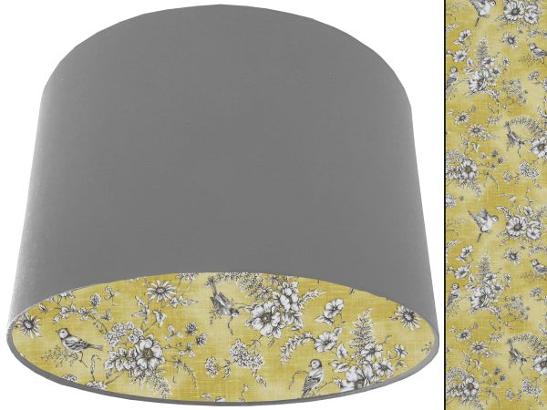 French Toile Yellow Lampshade Light Grey, Classic Country Home