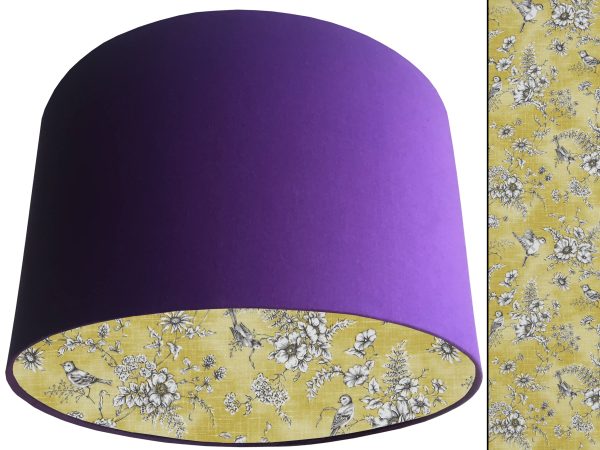 French Toile Yellow Lampshade Purple, Classic Country Home