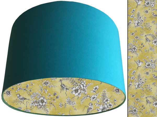 French Toile Yellow Lampshade Teal, Classic Country Home
