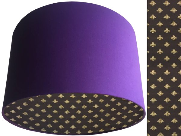 Golden Bee Lampshade Purple, Stylish Gold Animal Light