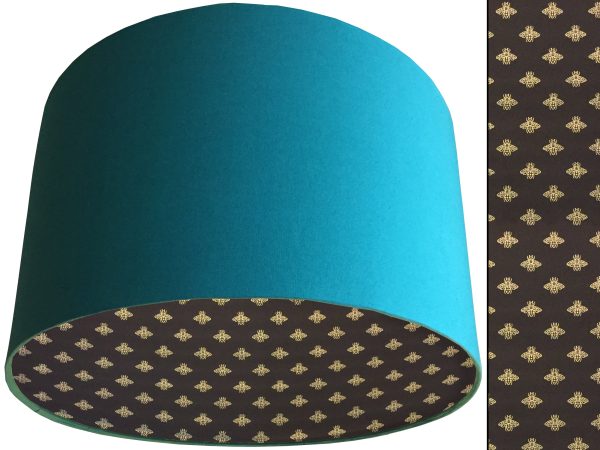 Golden Bee Lampshade Teal, Stylish Gold Animal Light