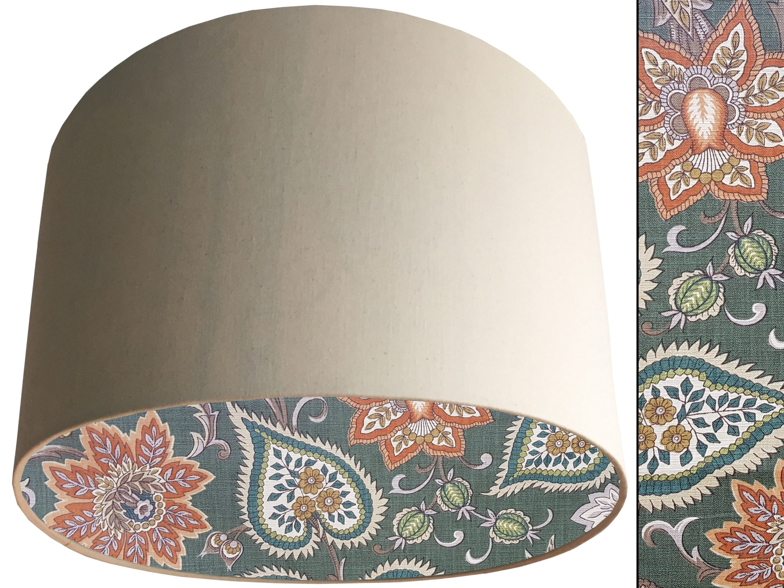 Green Paisley Lampshade Cream, Stylish Contemporary Home
