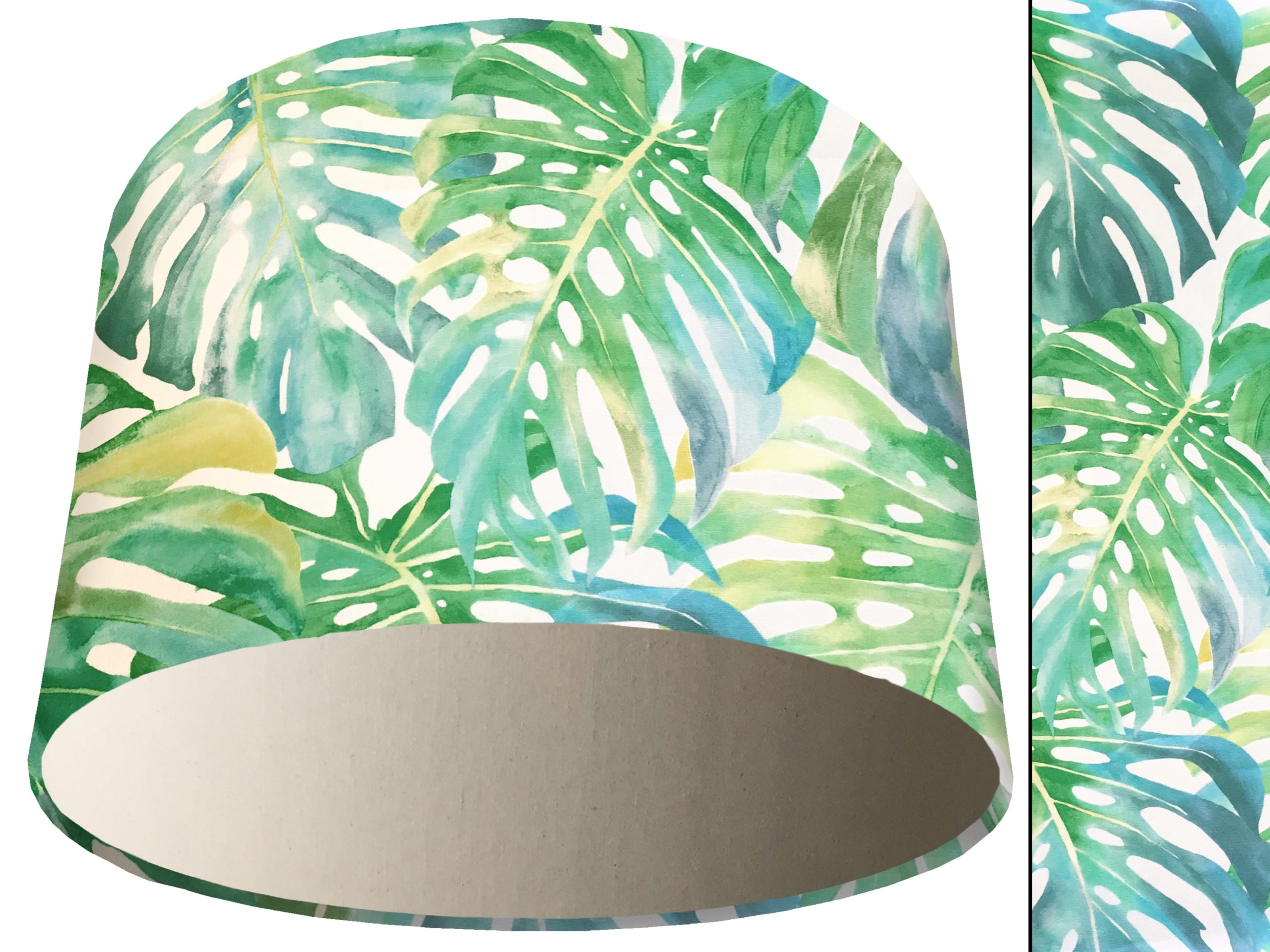 Green Palm Leaves Light Shade Cream, Tropical Home