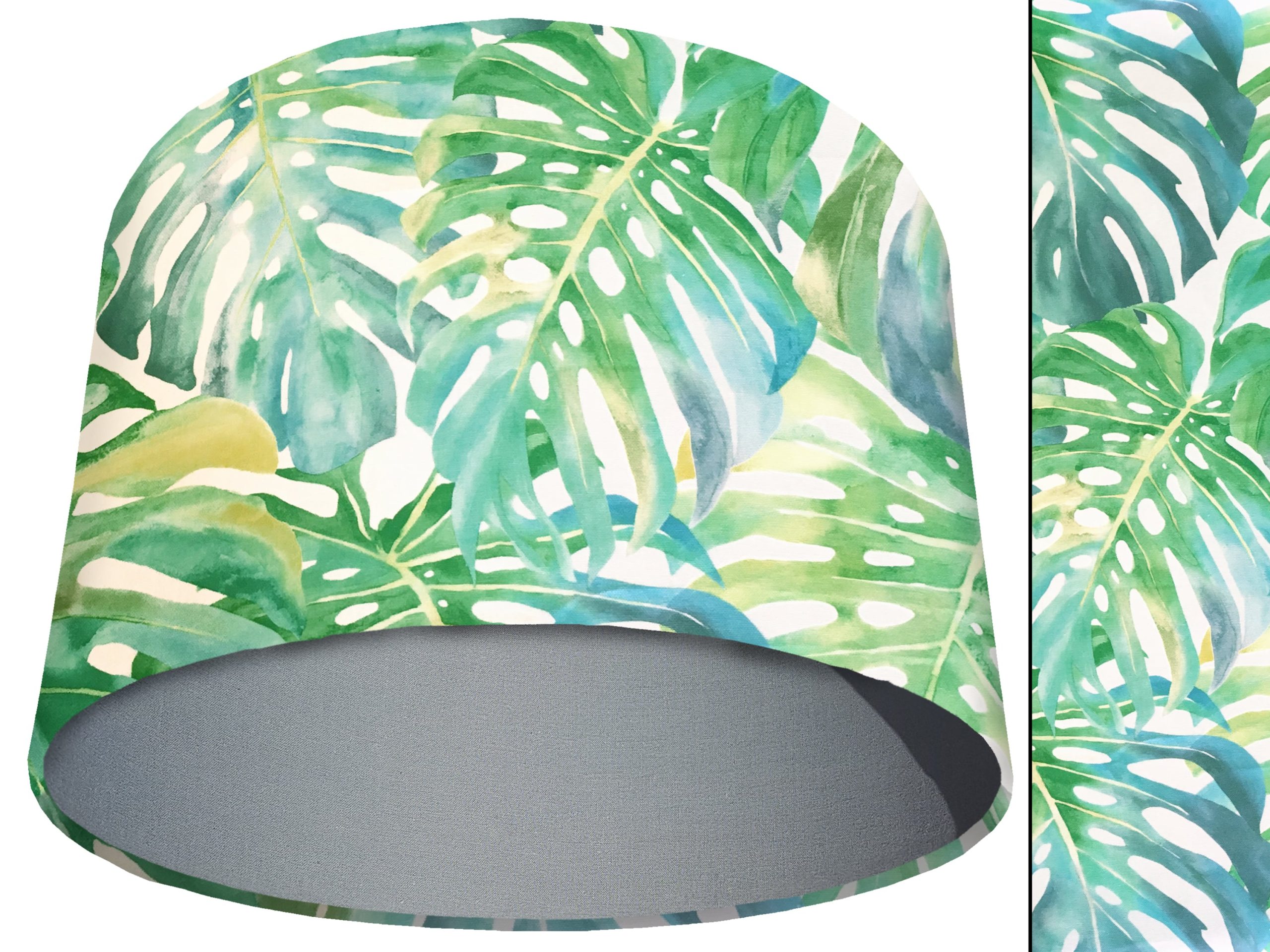 Green Palm Leaves Light Shade Light Grey, Tropical Home