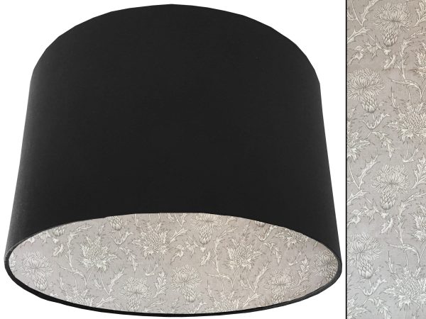 Grey Thistle Lampshade Black, Scottish Country Home Light