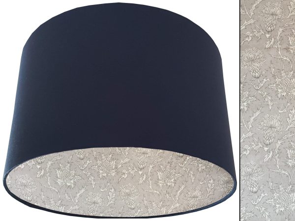 Grey Thistle Lampshade Blue, Scottish Country Home Light