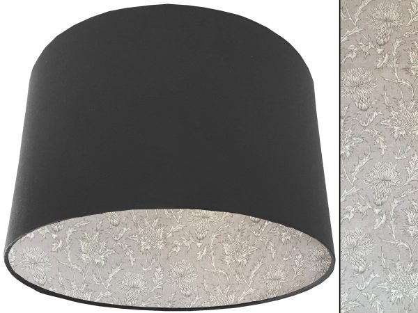Grey Thistle Lampshade Dark Grey, Scottish Country Home Light